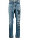 PALM ANGELS PALM ANGELS BRANDED STRAIGHT JEANS - 蓝色