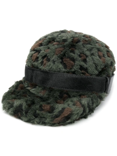 Sacai Leopard Print Hat In Green