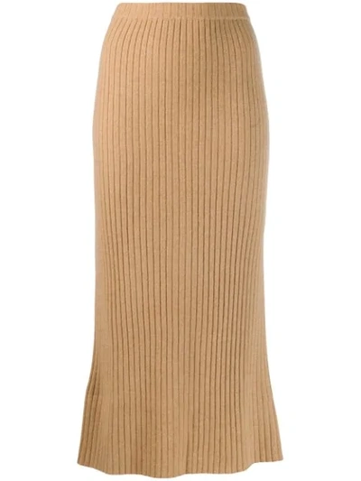 Allude Cashmere Straight Line Skirt In Neutrals