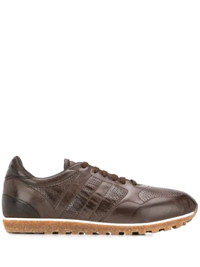 Alberto Fasciani Perforated Detail Trainers In Brown