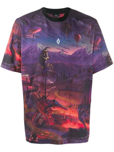 Marcelo Burlon County Of Milan Printed Fantasy Over Jersey T-shirt In Purple