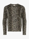 Saint Laurent Intarsia Leopard Knitted Jumper In Black