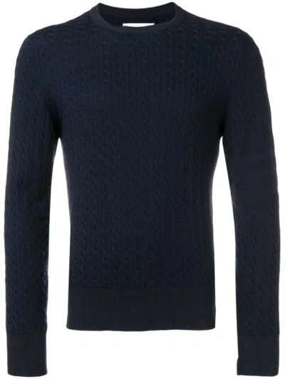 Thom Browne Cable Knit Jumper In Blue