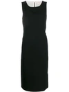 Tory Burch Striped Panel Midi Dress In Black