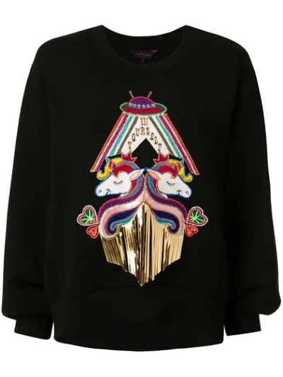 Manish Arora Unicorn Appliquéd Sweatshirt In Black