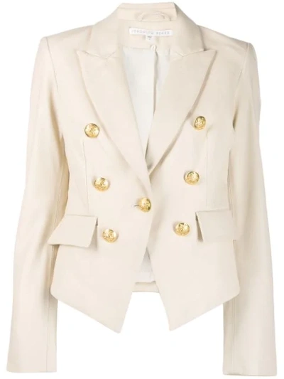 Veronica Beard Cooke Leather Double Breasted Jacket In Ivory