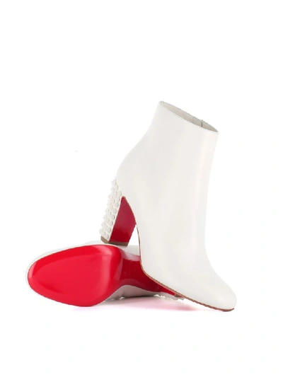 Christian Louboutin Suzi Folk 85 Spiked Leather Ankle Boots In White