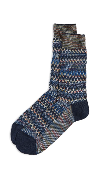Missoni Textured Socks In Blue