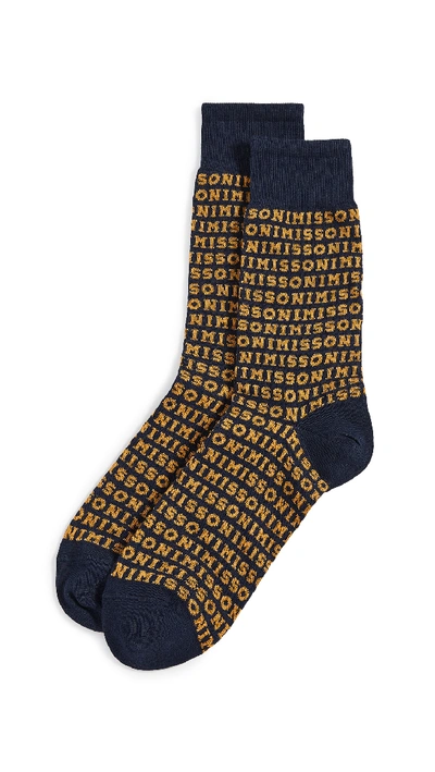 Missoni Logo Print Socks In Yellow