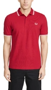Fred Perry Twin Tipped Extra Slim Fit Pique Polo In Siren