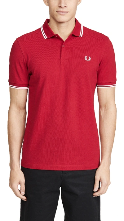 Fred Perry Twin Tipped Extra Slim Fit Pique Polo In Siren