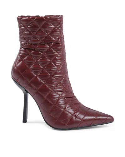 19v69 Italia Bordeaux Fabric Ankle Boots In Burgundy