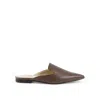 19v69 Italia Brown Leather Mules In Brown