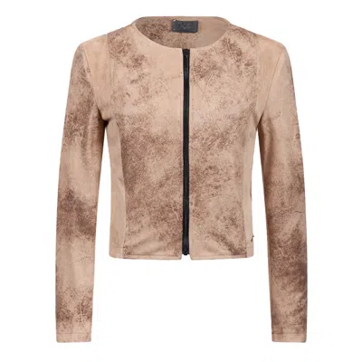 19v69 Italia By Versace 19.69 Abbigliamento Sportivo Srl Women's Brown Biker Jacket Lecce- Beige