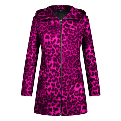 19v69 Italia By Versace 19.69 Abbigliamento Sportivo Srl Women's Pink / Purple Animal Print Coat Padova- Fuxia In Pink/purple