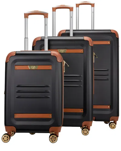 19v69 Italia Expandable 3pc Spinner Luggage Set In Black