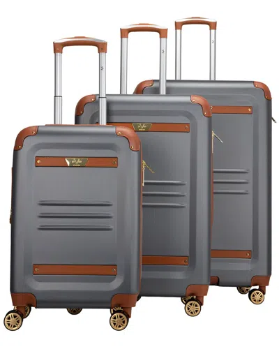 19v69 Italia Expandable 3pc Spinner Luggage Set In Gray