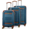 19v69 Italia Vintage 3 Piece Expandable Spinner Luggage Set In Blue