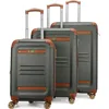 19v69 Italia Vintage 3 Piece Expandable Spinner Luggage Set In Green