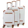 19v69 Italia Vintage 3 Piece Expandable Spinner Luggage Set In White