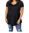 1clique Co. Rock Solid Babydoll Top Shirt In Black In Black