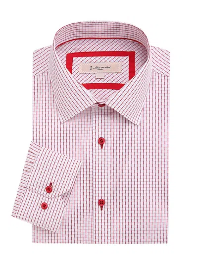 1...like No Other Men's Checked Dress Shirt In White Red