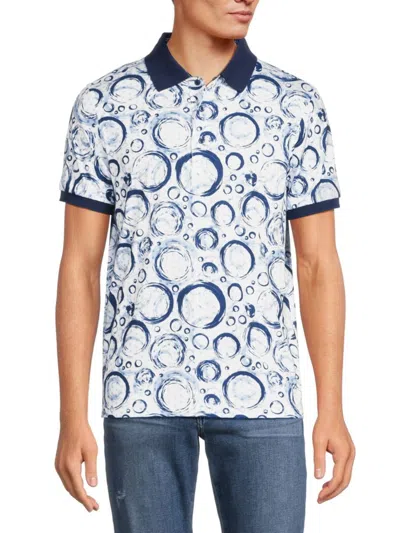 1...like No Other Men's Geometric Print Polo In Navy