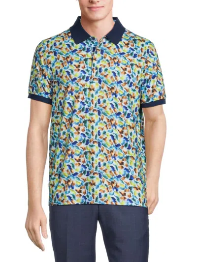 1...like No Other Men's Print Polo In Blue