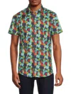 1...LIKE NO OTHER MEN'S SHORT SLEEVE ABSTRACT BUTTON DOWN SHIRT