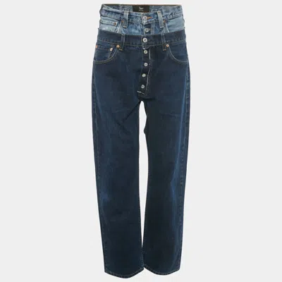 1/off Blue Denim High Waist Baggy Remade Jeans M Waist 32"