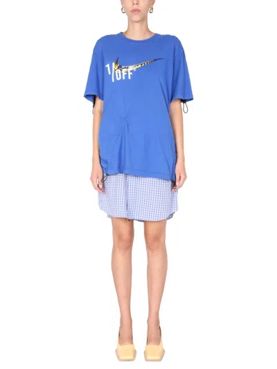 1/OFF BLUE GRAPHIC CREW NECK DRESS