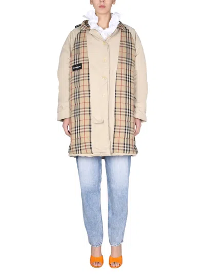 1/off Check Pattern Coat In Beige