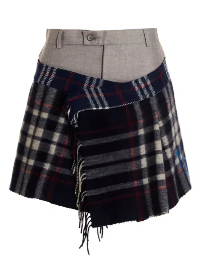 1/off 'check Scarf Reworked' Skirt In Gray