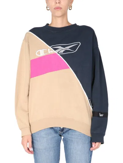 1/off Crew Neck Sweatshirt With Color-block Design In Multi