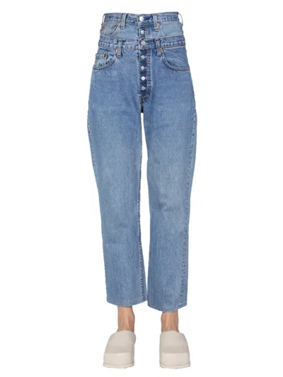 1/off Denim Straight High Rise Jeans In Blue