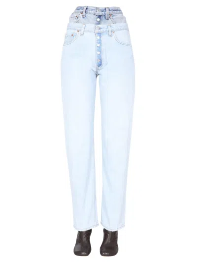 1/off Denim Straight High Rise Jeans In Multi
