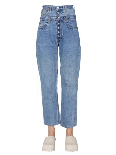 1/off Double Waist Jeans In Blue