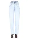 1/off Double-waisted Light Wash Denim Jeans In Blue