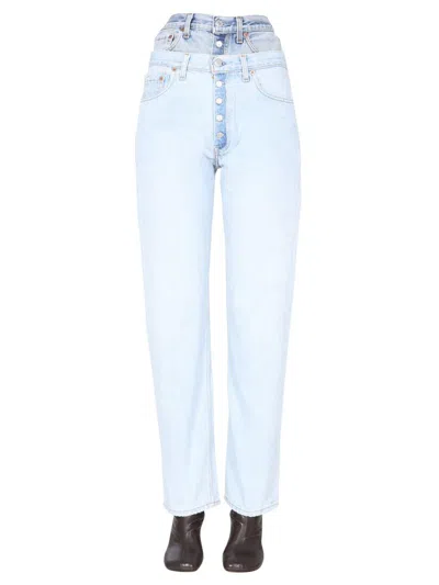 1/off Double Waisted Jeans Unisex In Blue