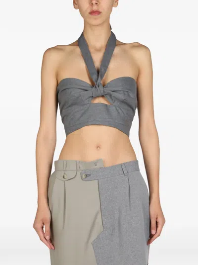 1/off Grey Solid Halter Neck Top In Gray