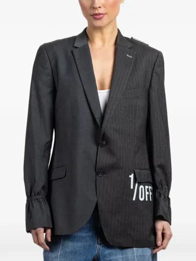 1/off Pinstriped Buttoned Blazer In Black