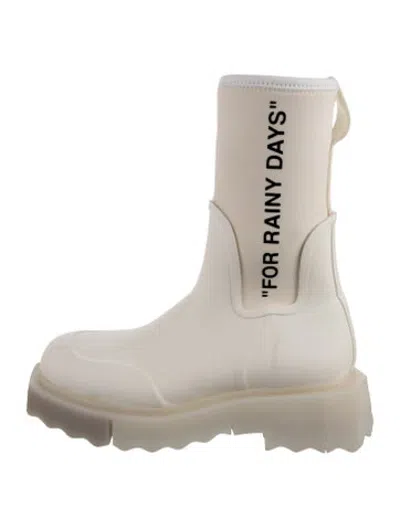 Pre-owned 1/off Rubber Graphic Print Rain Boots In Neutrals