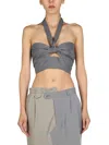 1/off Grey Solid Halter Neck Top In Gray