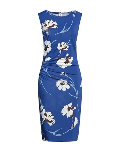 1-one Woman Midi Dress Blue Size 8 Viscose, Elastane