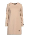 1-one Woman Mini Dress Beige Size 8 Viscose, Polyamide, Elastane