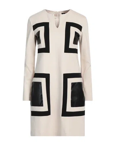1-one Woman Mini Dress Beige Size 6 Viscose, Nylon, Elastane, Polyester, Polyurethane