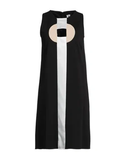 1-one Woman Mini Dress Black Size 8 Viscose, Polyamide, Elastane, Acetate, Silk In Black