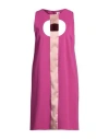 1-ONE 1-ONE WOMAN MINI DRESS FUCHSIA SIZE 8 VISCOSE, POLYAMIDE, ELASTANE, ACETATE, SILK