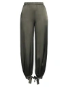 1-one Woman Pants Military Green Size 2 Acetate, Silk In Green
