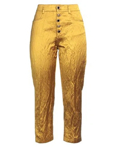 1-one Woman Pants Ocher Size 6 Viscose, Cotton, Metallic Polyester In Yellow